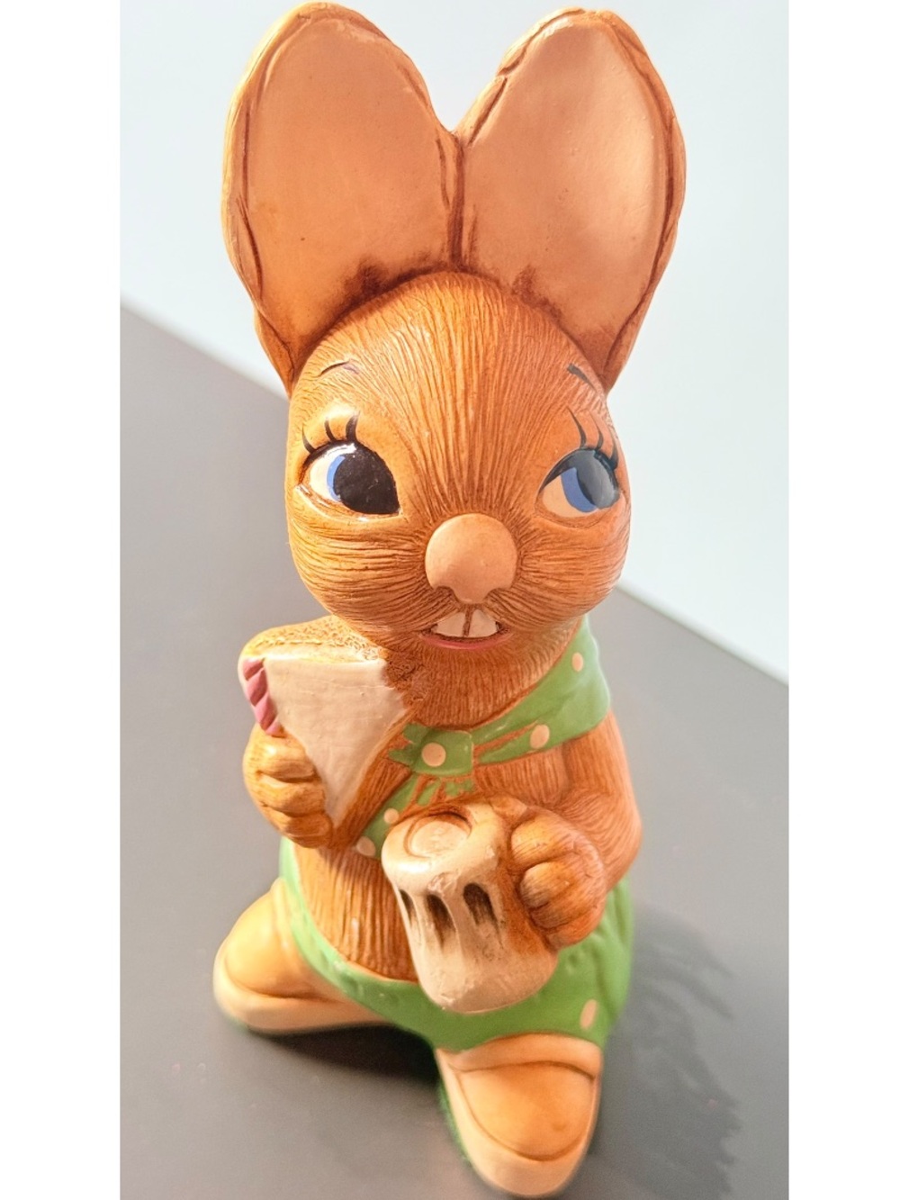 Green Polka Dot Bunny Figurine Decorative Accent